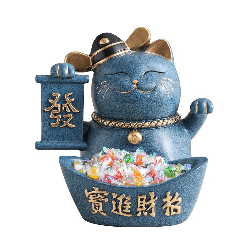 发财猫ins开业礼品创意新店铺二维码收银台大号储钱罐可爱猫 三维工匠 金+彩盒猫