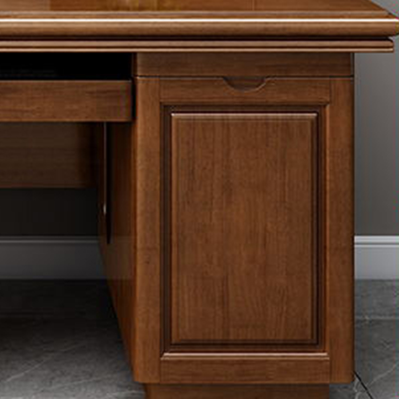 铭威顺办公桌台式电脑桌办公室中式家用书桌写字台单人D款胡桃色1.6米(电脑款)高清大图