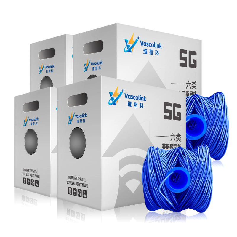 维斯科 VasF-C6-56BL 0.56mm线径 六类4对非屏蔽网线 305.00米/箱(计价单位:箱)蓝色高清大图