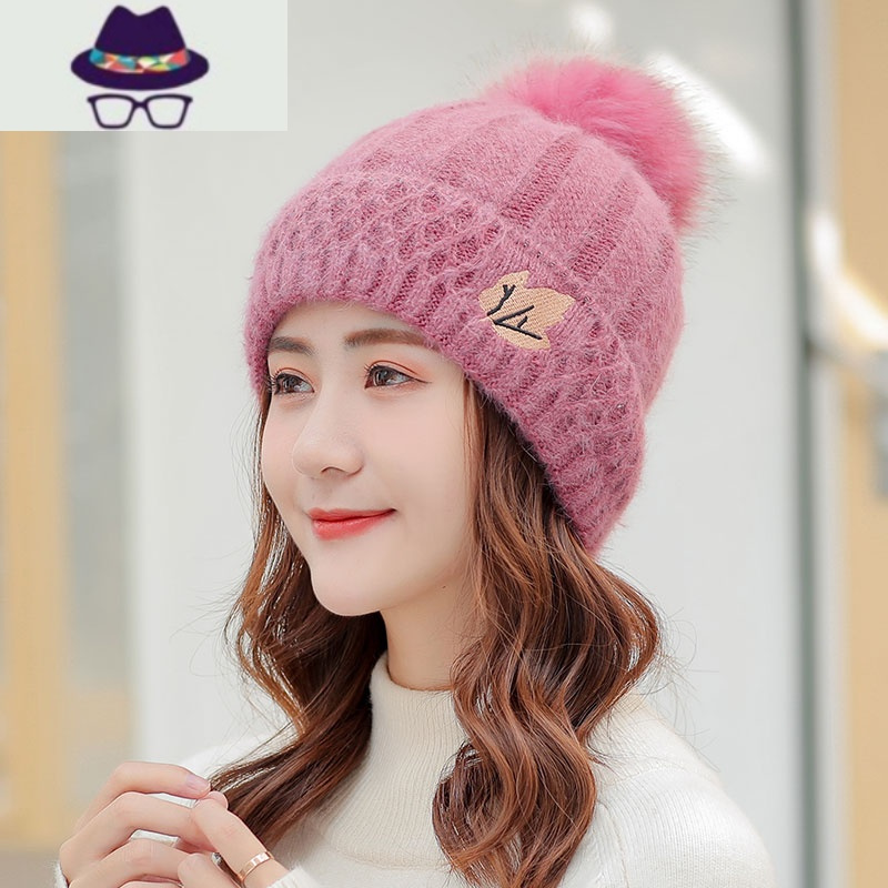 毛线帽女秋冬季百搭韩版时尚加厚加绒保暖针织棉帽女士冬天帽子潮