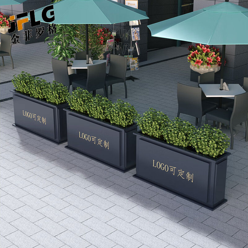 金菲罗格可定制LOGO花箱隔断种植箱 花箱80x30x60cm高清大图