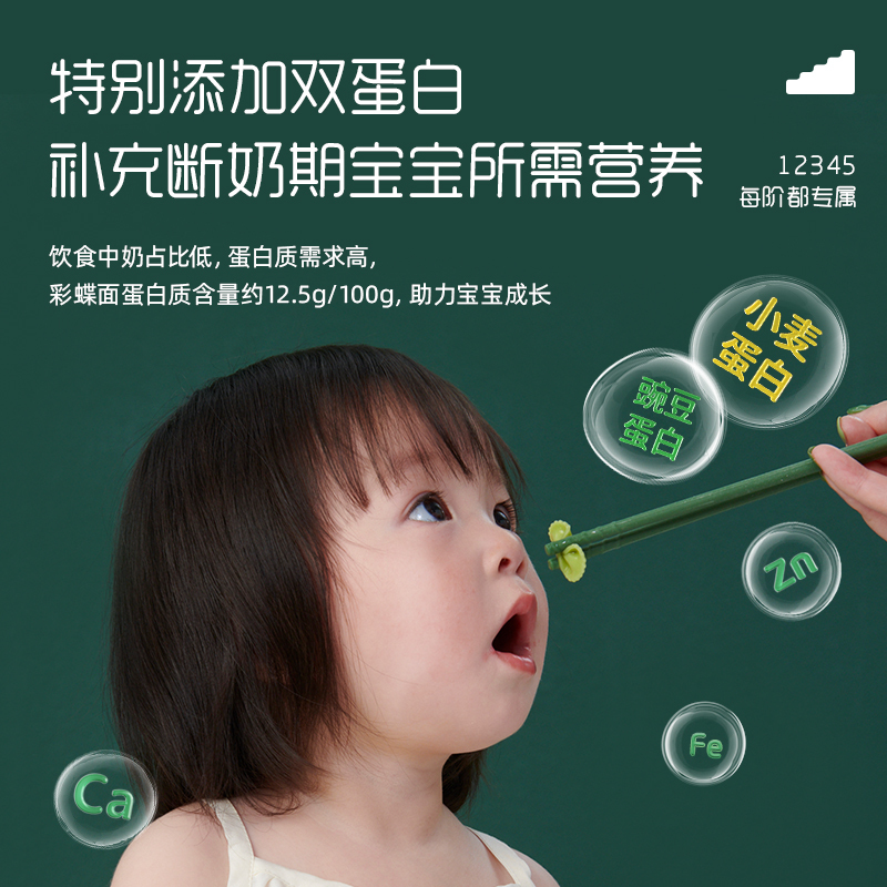英氏(Enoulite)牛肉芦笋番茄 婴幼儿彩蝶面 200g 盒装 4阶能独站 6个月以上 蝴蝶面 宝宝婴标面条 辅食