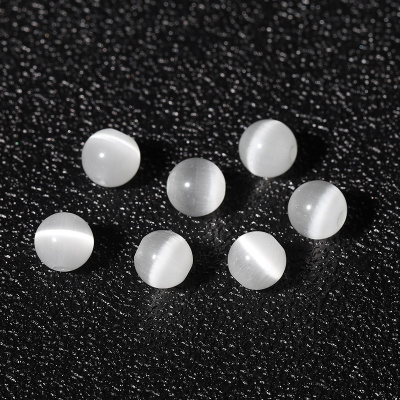 白猫眼石 粉猫眼散珠子圆珠diy串珠手链手工编织材料包配件半成品 白