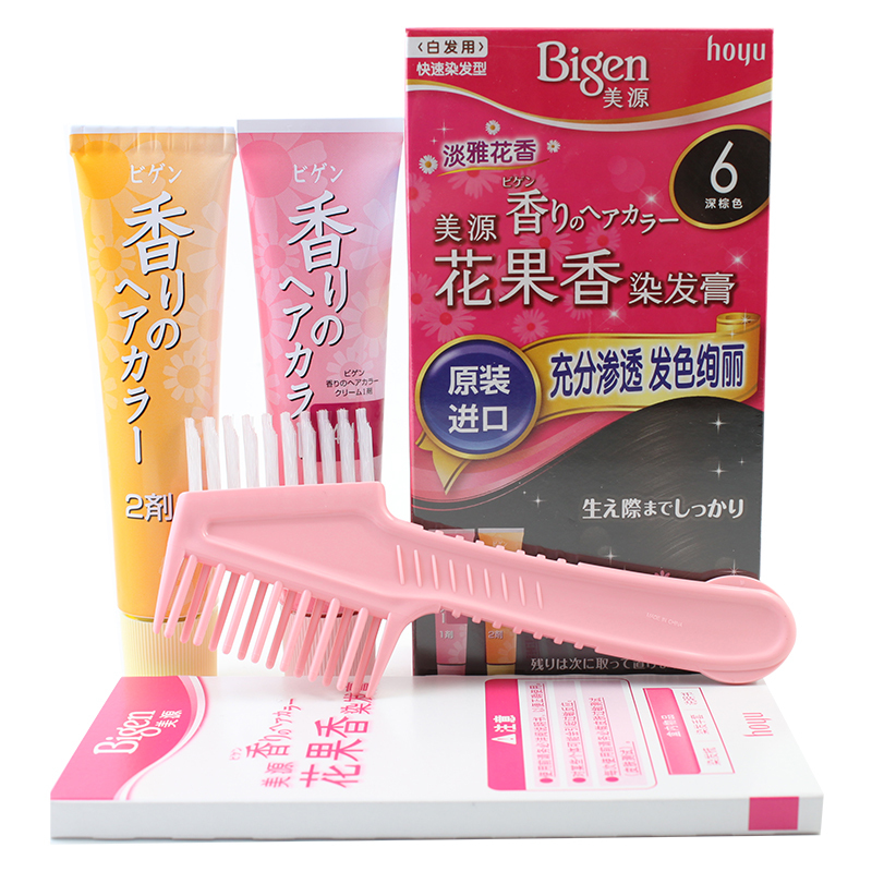 美源(MEIYUAN)花果香染发膏 6深棕色(日本原装进口染发剂 健康遮盖白发染发霜 男女兼用)