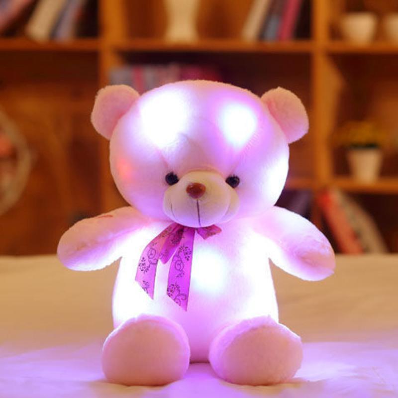 发光泰迪熊毛绒玩具熊猫公仔小号抱抱熊抱枕生日礼物女生儿童玩具粉色