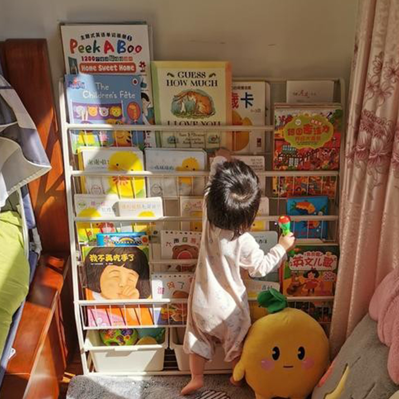 儿童书架落地小型幼儿园玩具收纳架宝宝置物绘本架铁艺经济型家用高清大图