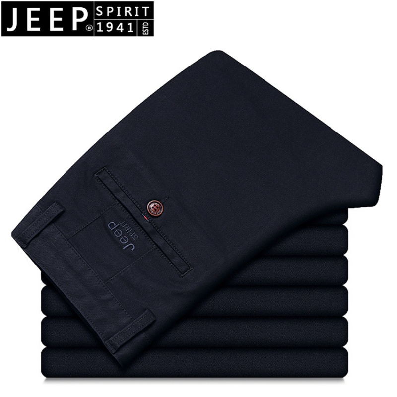 JEEP SPIRIT秋冬男士休闲裤子直筒宽松商务弹力厚款 蓝色 40