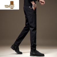 YANXU高端商务西裤男修身小脚韩版黑色长裤子男潮流直筒男士休闲裤 28二尺一 黑色