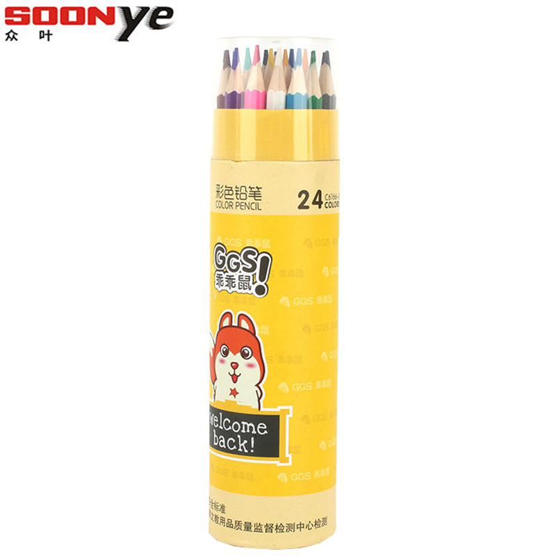 众叶(SOONye)C6166六角杆彩色铅笔 24/36/48色装 木头铅笔 素描铅笔 绘图铅笔 画画铅笔 考试铅笔笔类