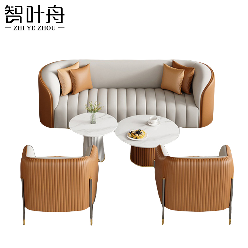 智叶舟商务沙发组合180*70*70cm(双人+2单人+茶几)套高清大图