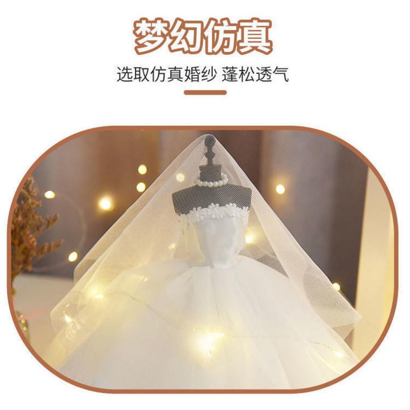 婚纱模型生日毕业礼物送女生闺蜜创意礼盒花束女朋友特别有意义 尊享版(婚纱+礼袋+暖灯+饰品)