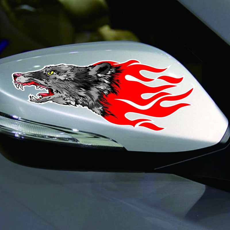 车电动车创意个性狼图腾装饰遮挡划痕刮痕车身贴狼牙中号含2个小狼头