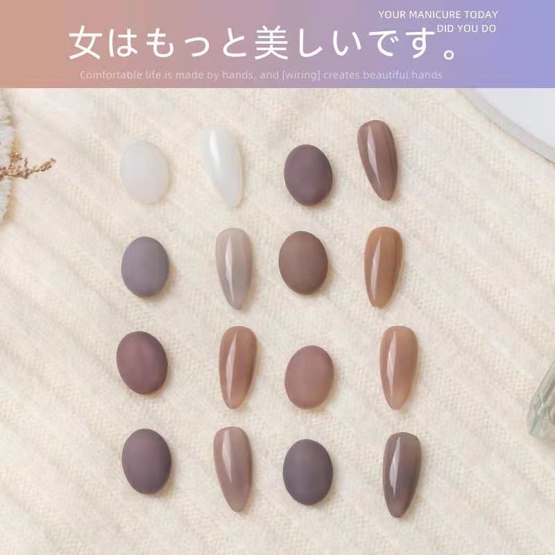 美甲2021年新款流行色半糖可可色光疗指甲油胶冰透果冻裸色甲油胶 [冰透半糖01] 8.88ml[甲油胶]