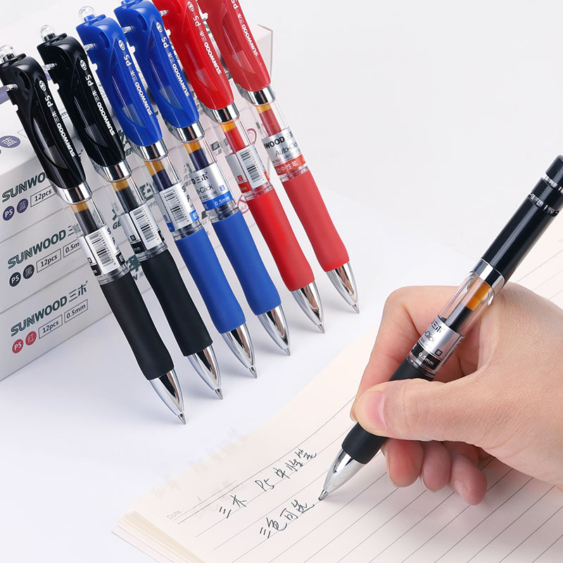 三木(sunwood)p5按动式中性笔油笔签字批发学生用办公