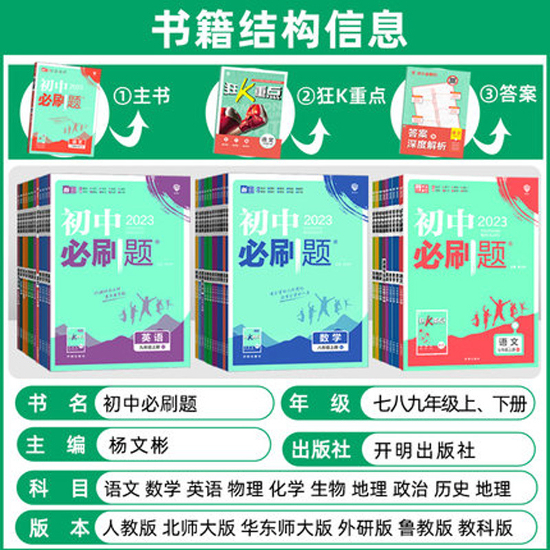 政治[人教版] 九年级下 [正版]自选24上/23版下初中九年级上册下册语文数学英语物理化学政治历史人教版北师外研初三9