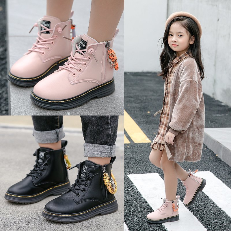 女童马丁靴儿童短靴2020秋冬款新款加绒童鞋休闲防水小女孩靴子