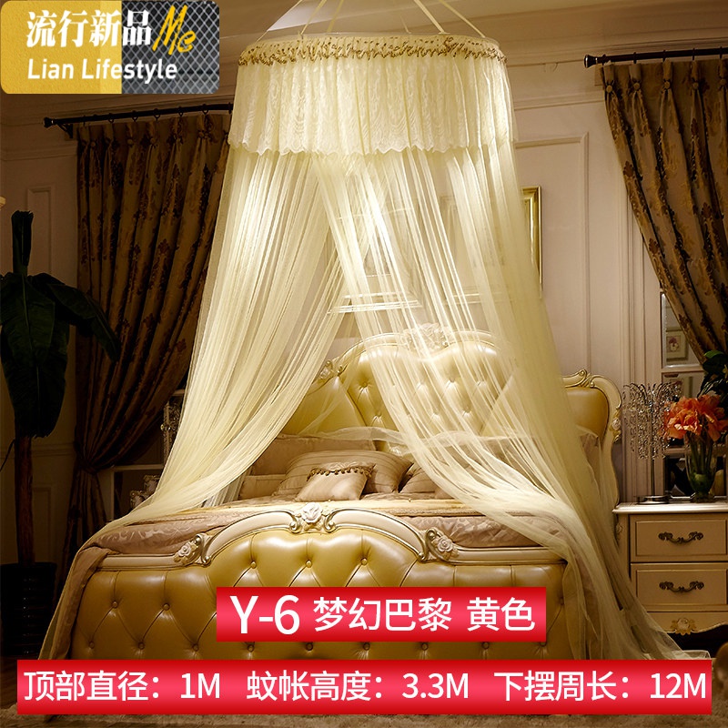 吊顶公主圆顶蚊帐1.2 1.5 1.8m米床单双人宫廷吸顶免安装蚊帐 三维工匠高清大图