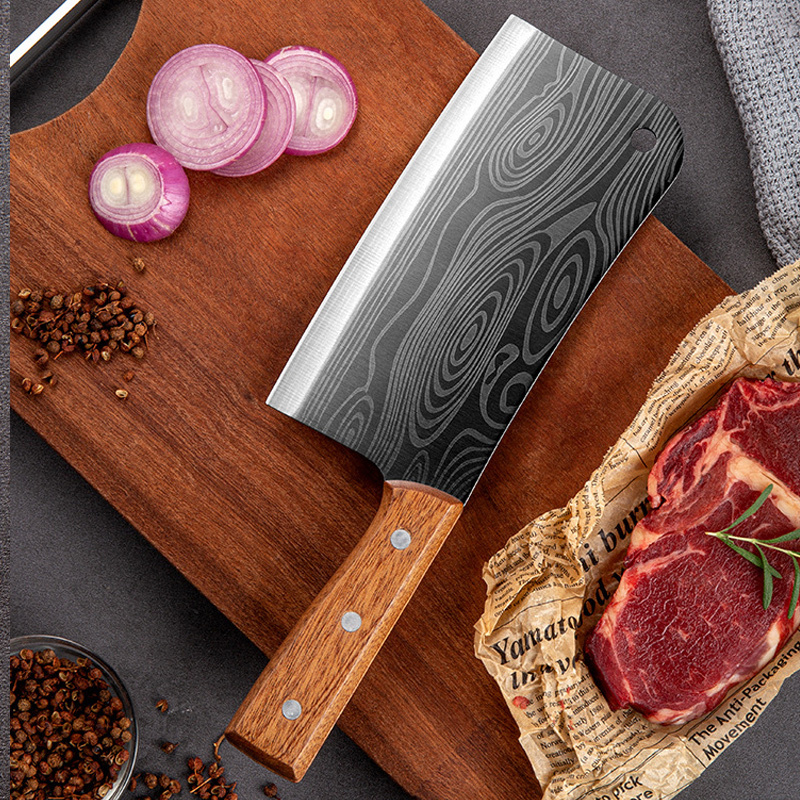 锐利系列切片刀(主图款)|大马士革菜刀刀具厨师专用阳江不锈钢斩切片