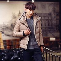 潮至男士羽绒服外套冬季2018时尚新款男装青年羽绒服修身短款加厚外套潮