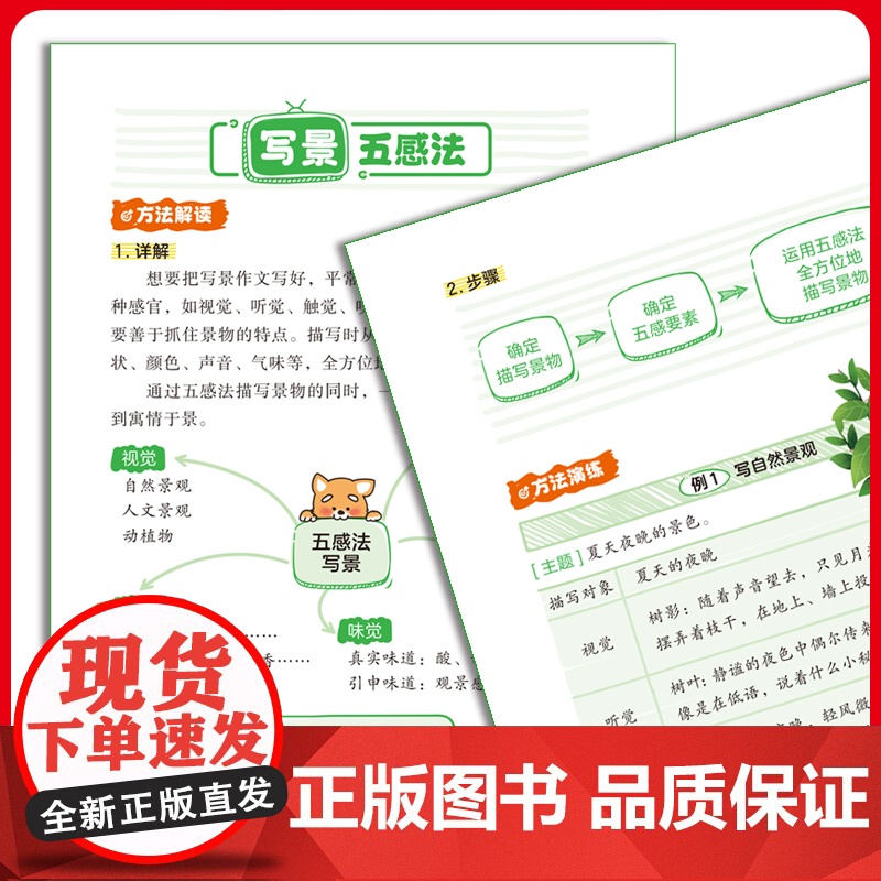 抖音同款]小学语文作文满分训练1-6年级通用五感法写作文 三四五六年级小学生优秀作文大全小升初满分作文训练有公式素材大全高清大图