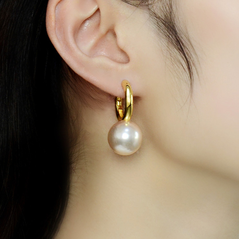 chunmi大珍珠耳环女网红复古新娘结婚耳饰耳钉简约正圆贝珠耳坠耳扣