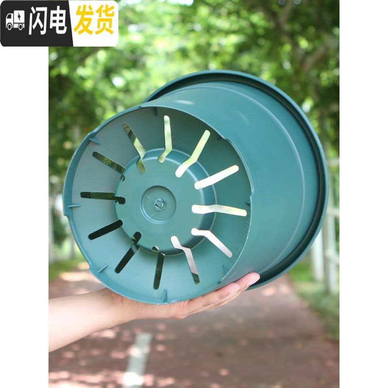 三维工匠二代青山盆加厚树脂塑料加仑盆月季绿萝盆栽室内多肉控根透气花盆 [10个装]灰色(盆+托)[实得11个] 花盆容器图片