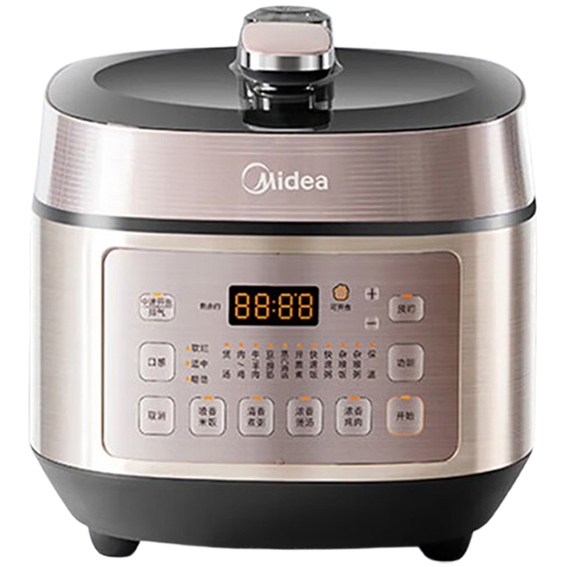 美的电压力锅5L无涂层电饭煲IH加热双钢胆自动排气高压锅MY-YL50P602
