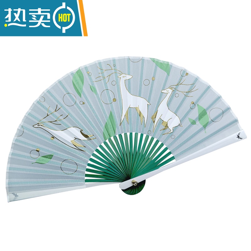 XIANCAI5.5寸小扇子折扇古风女式迷你随身便携小清新烫金小鹿折叠工艺扇 一“鹿”相伴高清大图