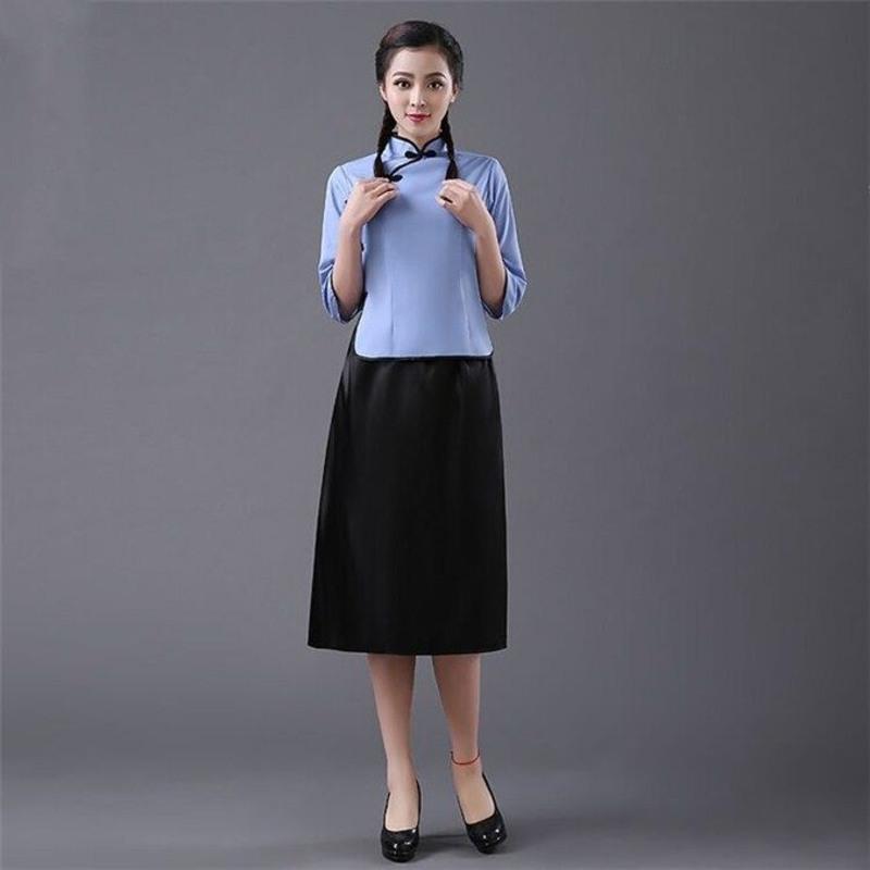 民国风复古中山装学生装民国校服五四青年毕业合唱女装演出服套装