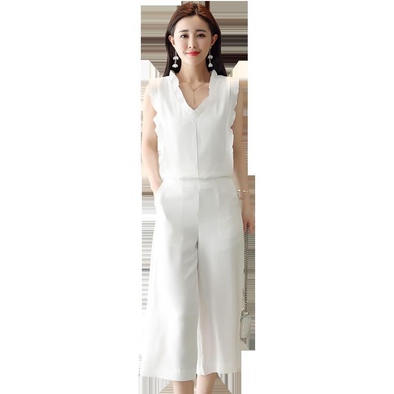 女士夏款新品女装俏皮阔腿裤时尚套装夏f小心机矮个子两件套潮