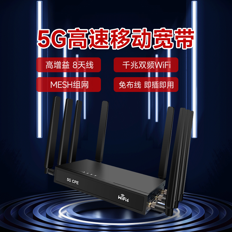 乐光5G插卡路由器商用移动宽带企业工业级8天线可拆卸WiFi6千兆网口移远芯片NSA/SA组网全网通