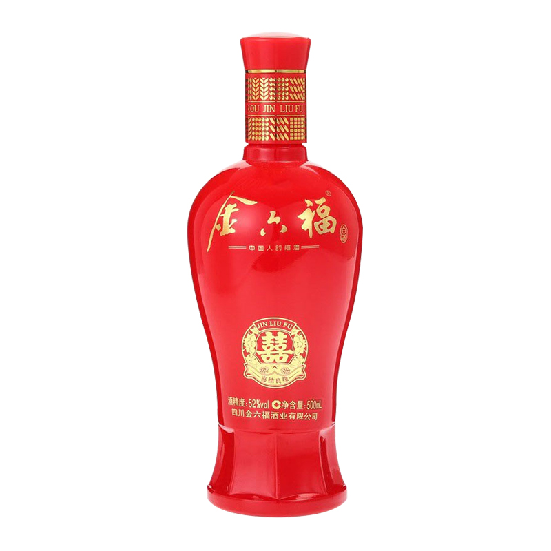 金六福 喜结良缘 52度 500ml*6 箱装白酒 高度白酒