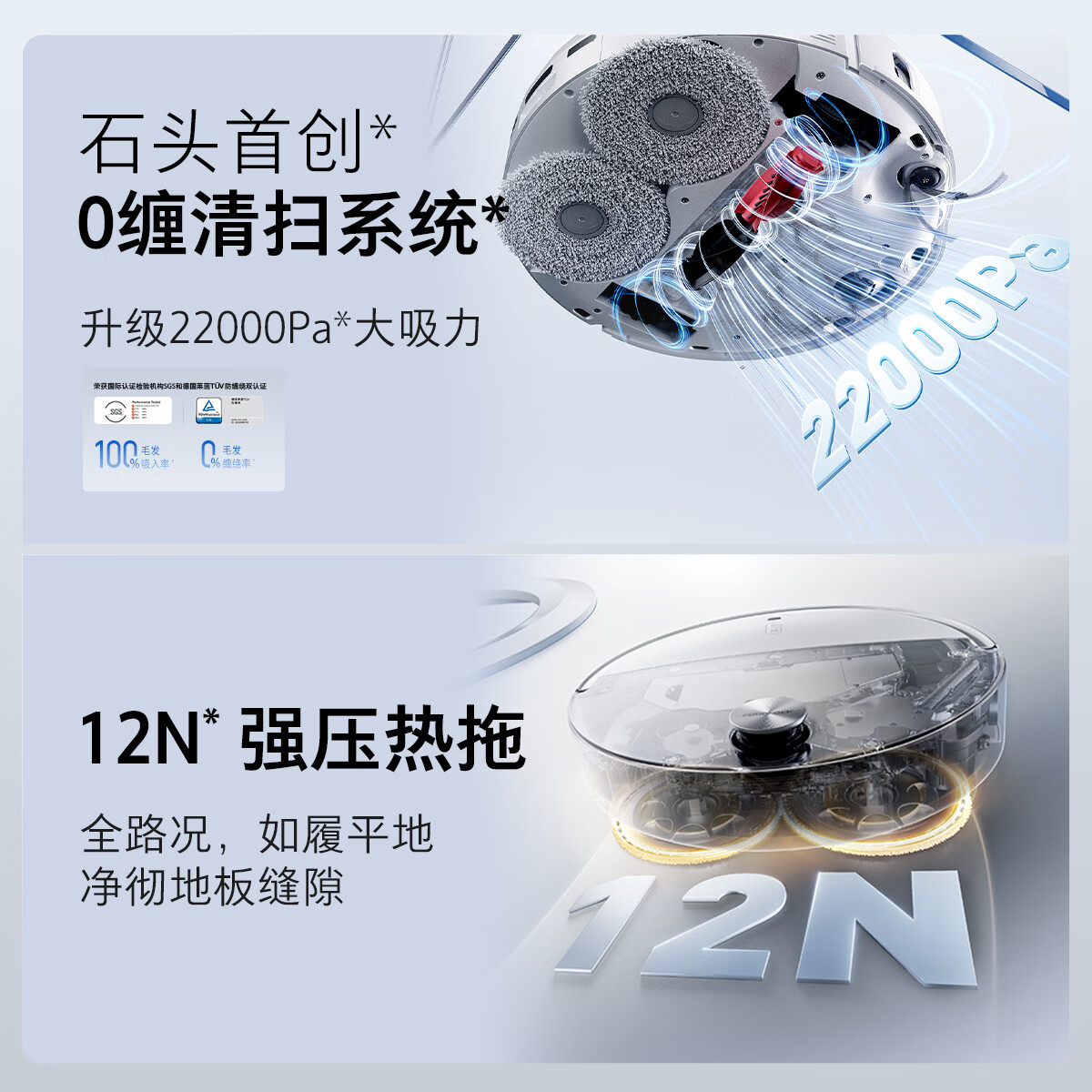 石头（roborock）扫地机器人扫拖一体P20 Ultra【水箱版】A1840RR高清大图