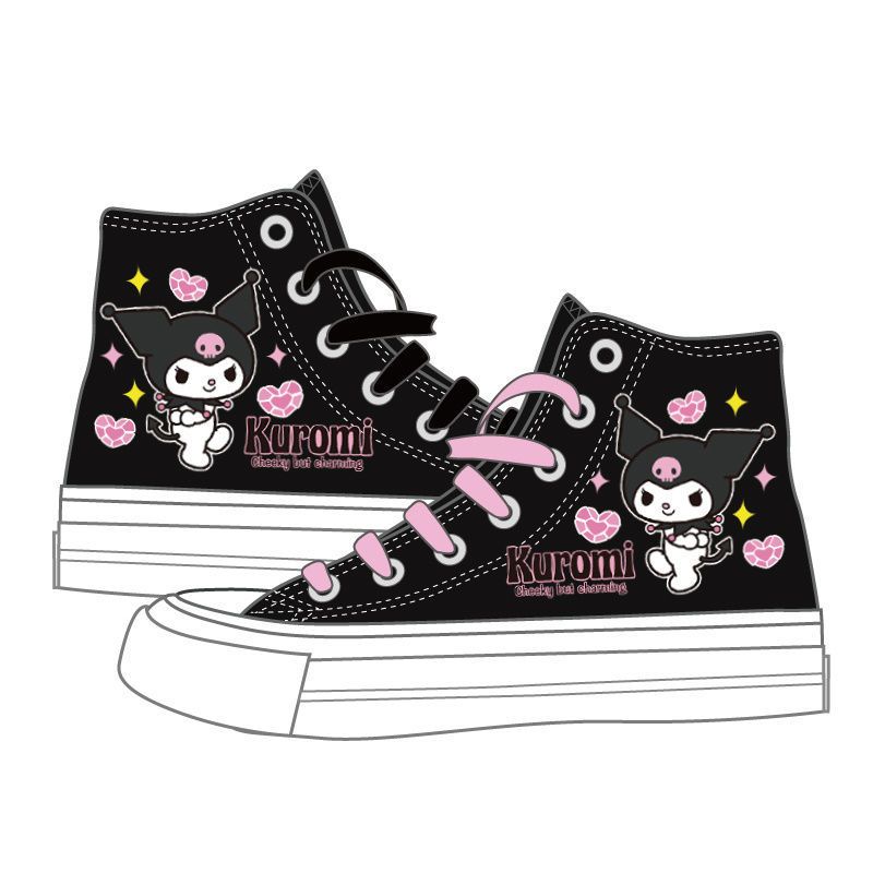 甜酷库洛米高帮手绘帆布鞋少女学生礼物春jk新款2021休