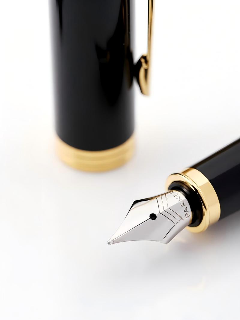 派克(PARKER)钢笔签字笔 七夕礼物 教师节礼物 AI定制贺卡 IM丽雅黑金夹墨水笔+墨水礼盒高清大图