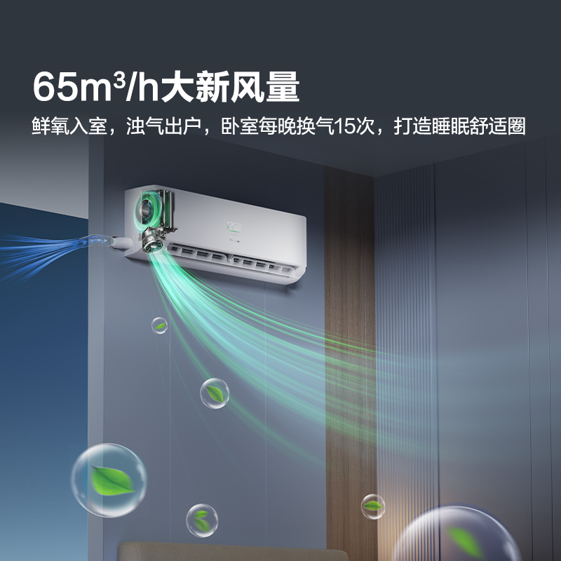 海信(Hisense)新风空调深睡宝X5 语音控制 双排铜管 大1.5匹挂机 1级能效KFR-35GW/X5E1-1高清大图