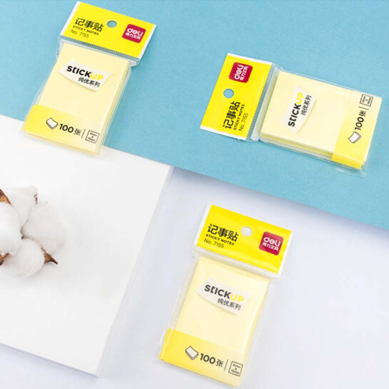 得力7155 备忘留言纸/记事贴/N次贴办公用品便利贴粘性便签纸 76*51mm 12本彩色