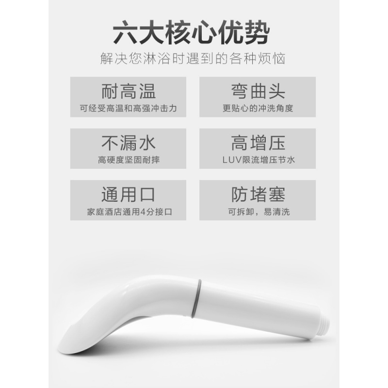 苏宁放心购防堵淋浴花洒可拆洗喷头加压浴室家用套装白色淋雨洗澡单头手喷头A-STYLE