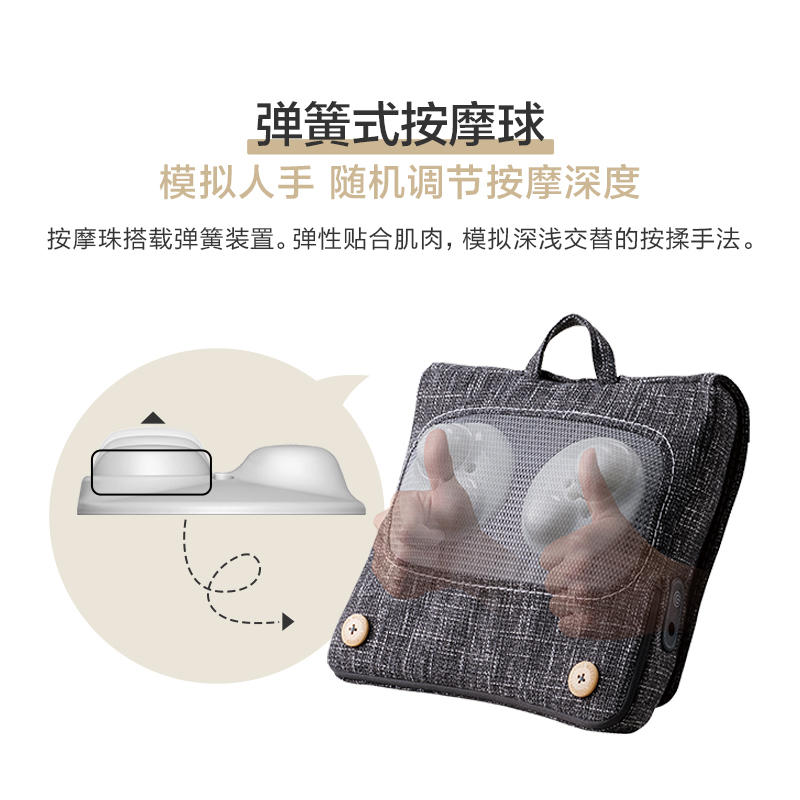 日本atex颈椎按摩器颈部腰部肩背部腰椎全身十周年按摩枕头HCL308