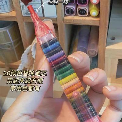 新款diy彩虹彩铅创意个性20色多功能绘画笔可爱便携学生涂鸦蜡笔
