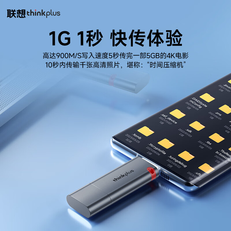 联想Thinkplus Type-C+USB3.2双接口手机固态U盘 TSU305(512G)高清大图