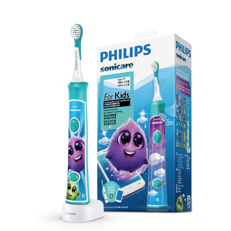 飞利浦(PHILIPS) 电动牙刷 HX6322/04 儿童充电式 声波震动牙刷 智能定时蓝牙APP版