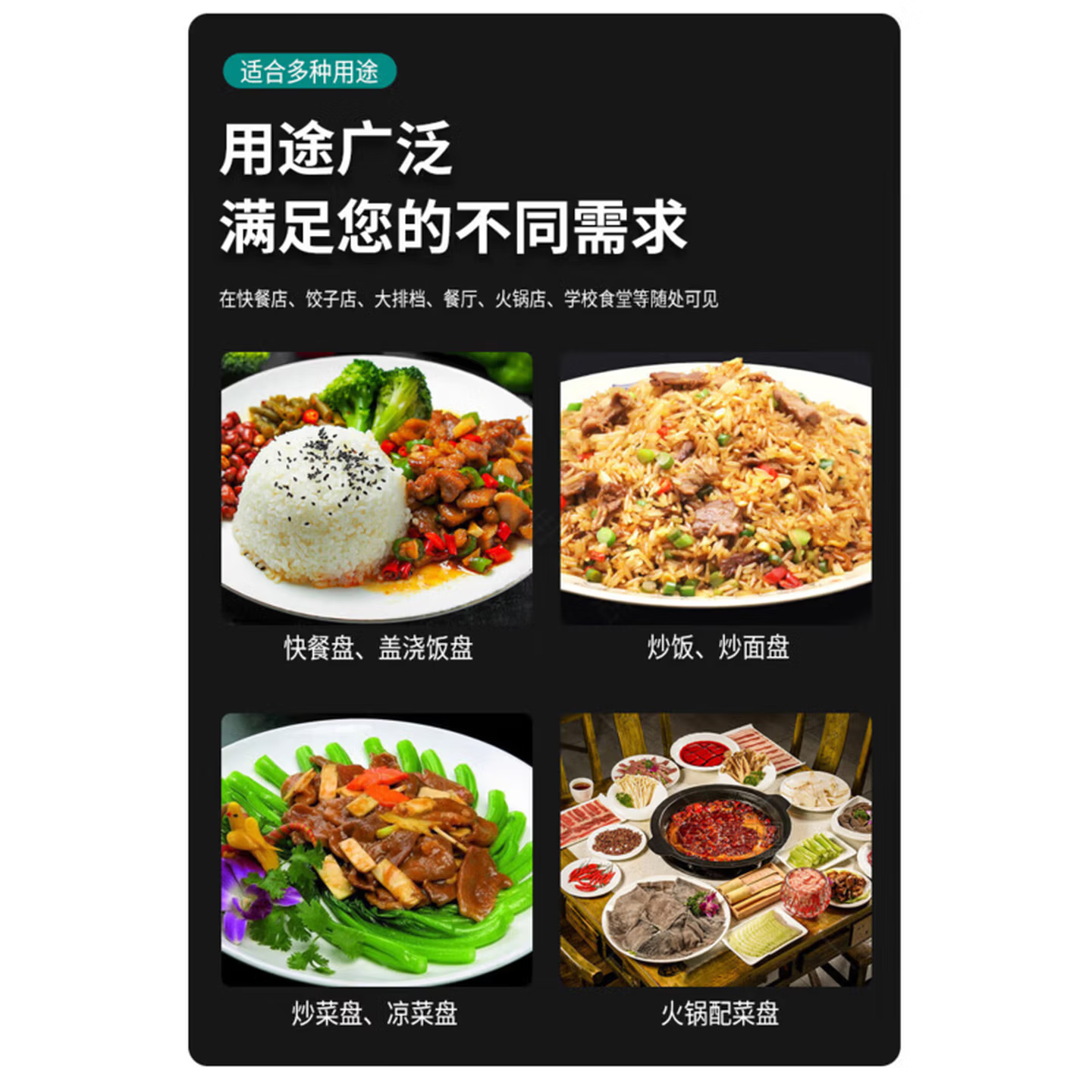 赞康密胺快餐盘仿瓷盖浇饭专用盘 10寸浅式圆盘加厚 A5密胺食品级高清大图