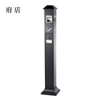 府店不锈钢垃圾桶烟蒂柱灭烟桶带烟灰缸室外电梯口立式屋顶式黑色烤漆烟灰柱