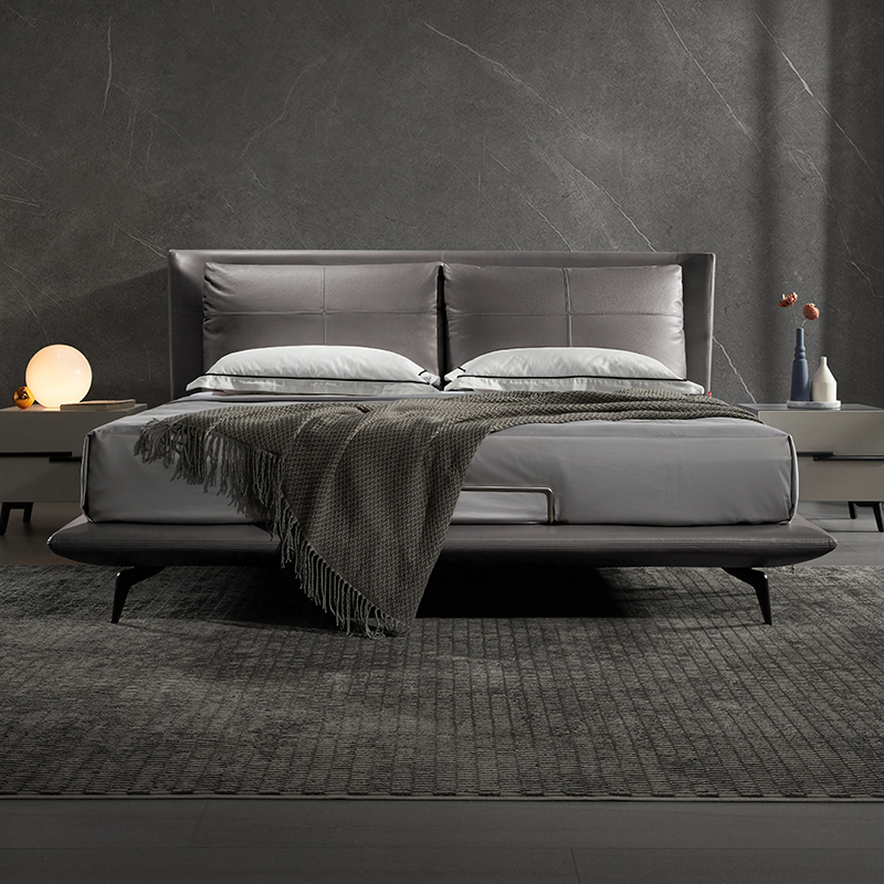 顾家家居轻奢主卧软床大床羽绒填充可拆卸靠包轻奢皮床dkb18030天发货