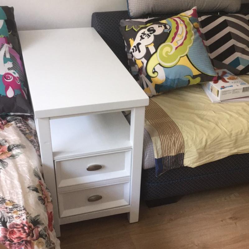 森美人美式沙发边几角几客厅小茶几边柜储物柜置物架边桌床头柜小桌子 白色单抽（90*40*60）