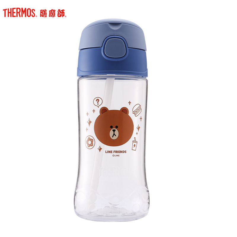 膳魔师(Thermos)F4011T儿童学生可爱布朗熊系列卡通吸管杯塑料杯牛奶杯Tritan膳魔師450ML 外出/家用
