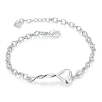 H364Fashion Bracelet 时尚扭曲心型手链欧美外贸镀925纯银女首饰送女朋友七夕情人节礼物