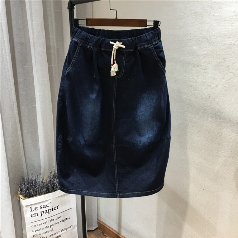 牛仔半身裙女2018春款新款中长款包臀裙包裙3134一步裙后开叉夏季 蓝色 均码