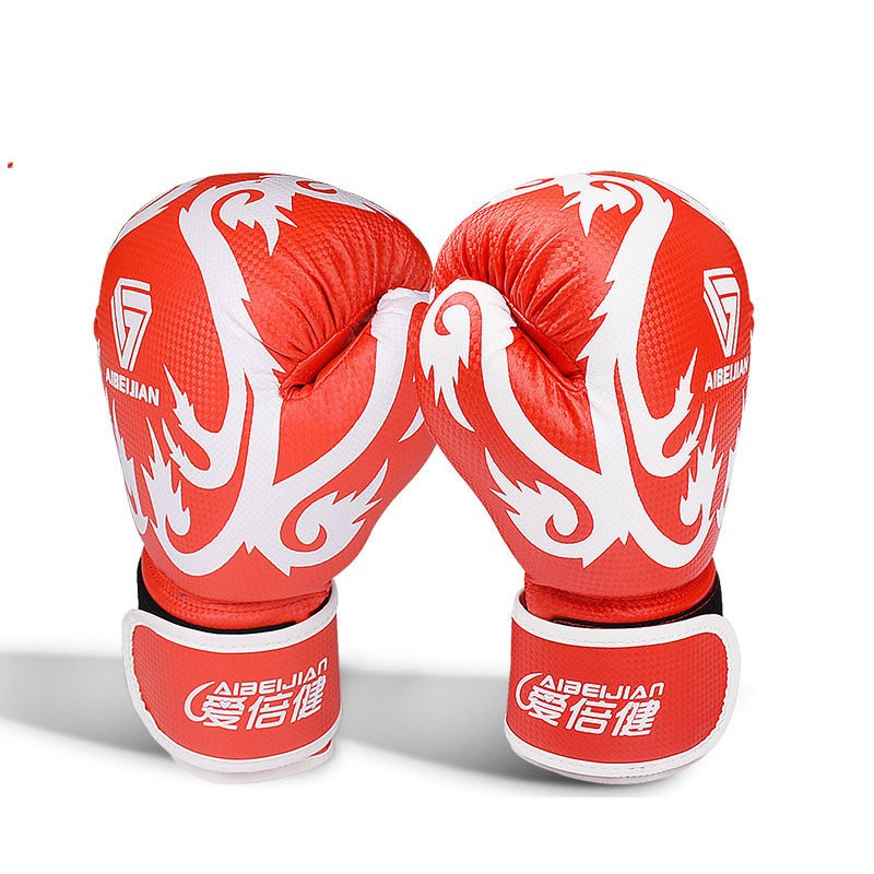 爱倍健半专业拳击手套红黑蓝豹纹健身散打武术训练拳击手套均码